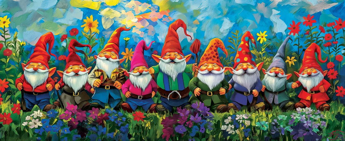 Colorful garden gnome artwork